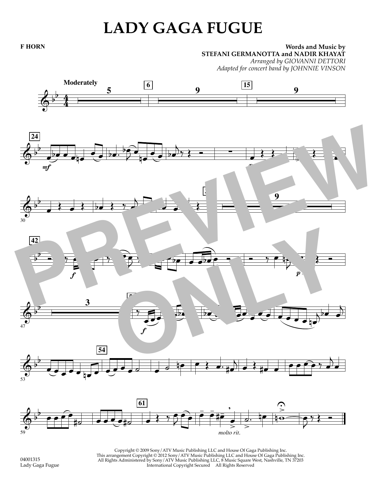 Lady Gaga Fugue – F Horn Lady Gaga Fugue – F Horn