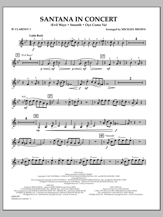 Santana In Concert – Bb Clarinet 3 Santana In Concert – Bb Clarinet 3