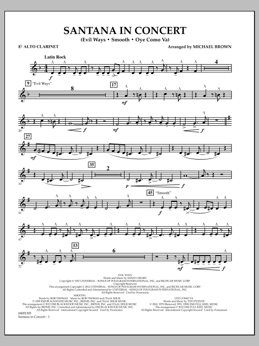 Santana In Concert – Eb Alto Clarinet Santana In Concert – Eb Alto Clarinet