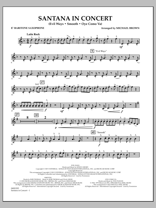 Santana In Concert – Eb Baritone Saxophone Santana In Concert – Eb Baritone Saxophone