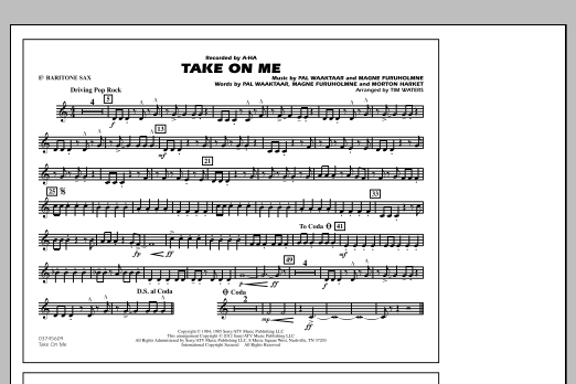 Take On Me – Eb Baritone Sax Take On Me – Eb Baritone Sax