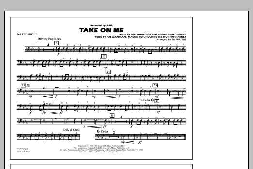 Take On Me – 2nd Trombone Take On Me – 2nd Trombone