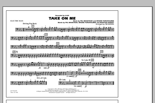 Take On Me – Electric Bass Take On Me – Electric Bass