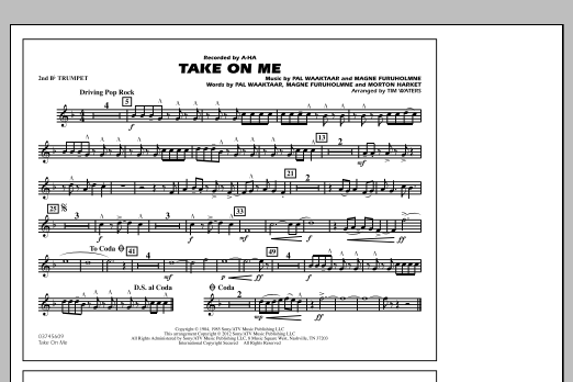 Take On Me – 2nd Bb Trumpet Take On Me – 2nd Bb Trumpet