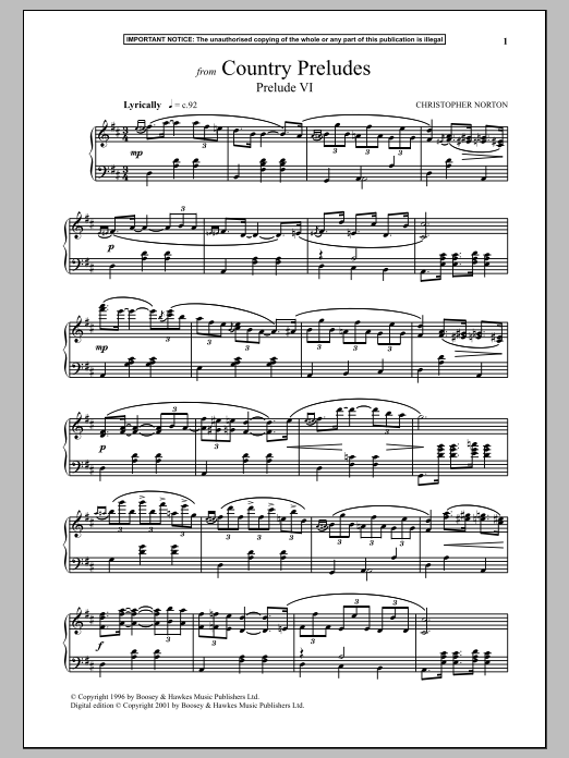 Country Preludes, Prelude VI Country Preludes, Prelude VI
