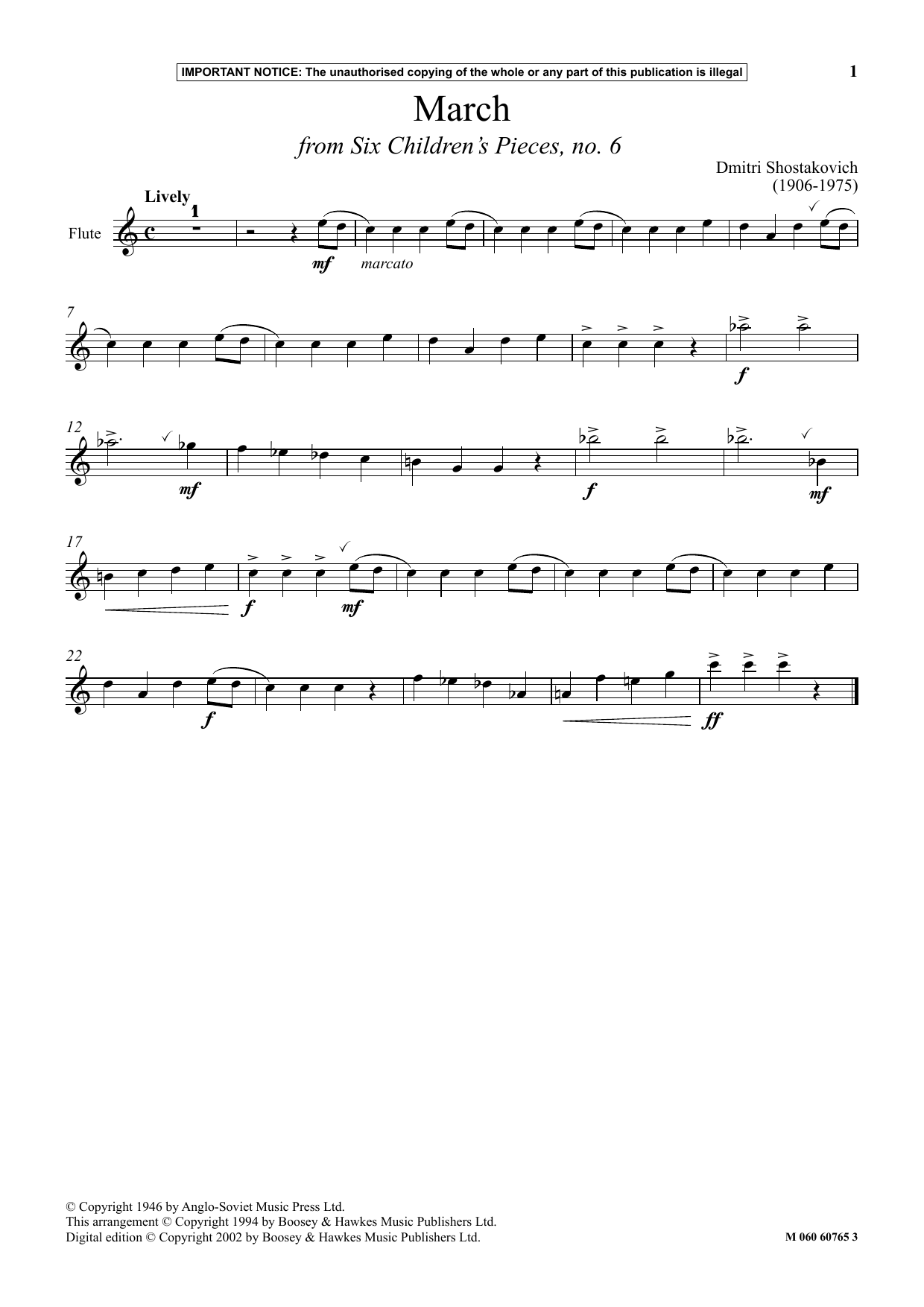 March (from Six Children’s Pieces, No. 6) March (from Six Children’s Pieces, No. 6)