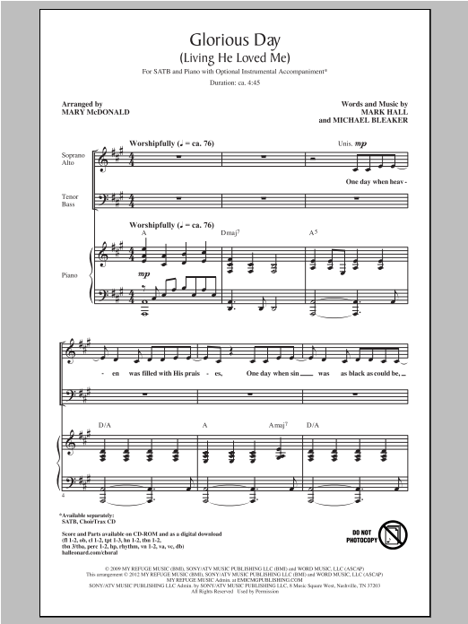 Glorious Day (Living He Loved Me) (arr. Mary McDonald)
