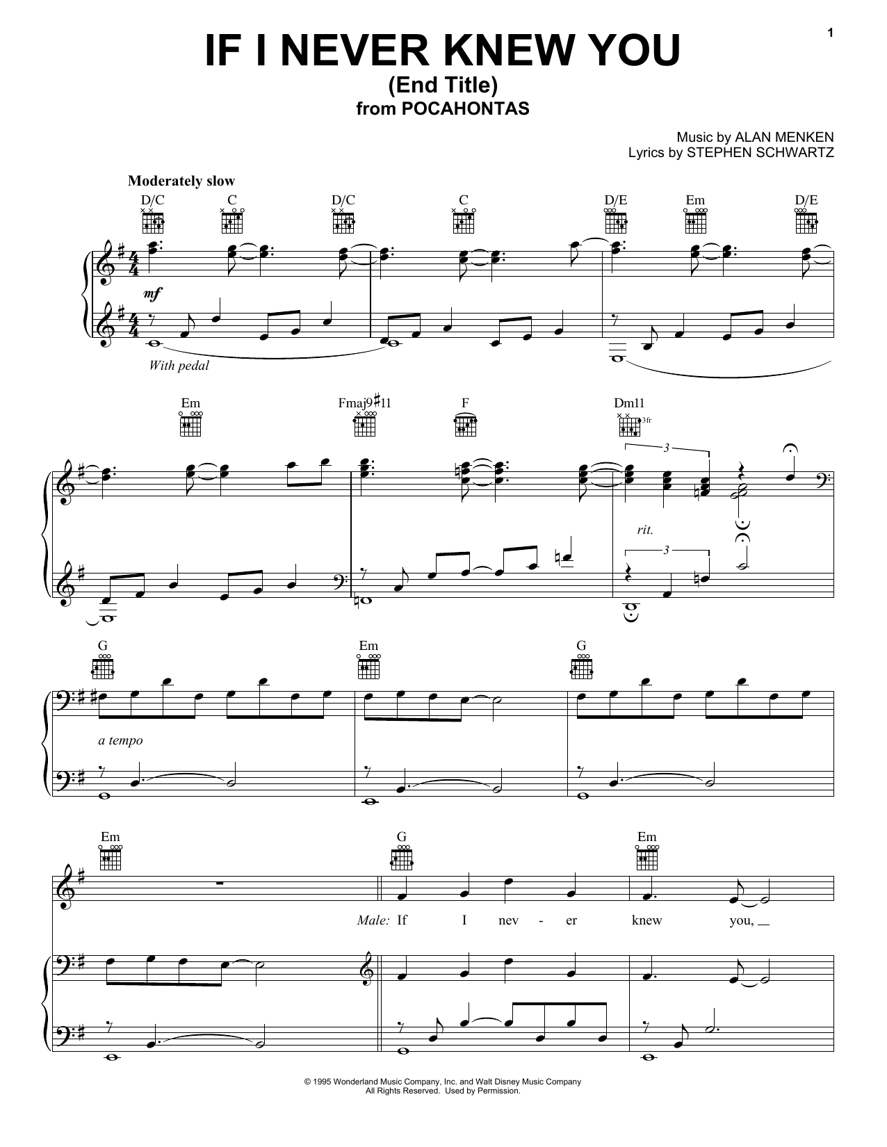 If I Never Knew You (End Title) (from Pocahontas) If I Never Knew You (End Title) (from Pocahontas)