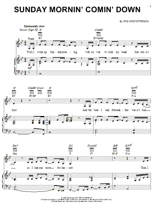 Sunday Mornin’ Comin’ Down Sunday Mornin’ Comin’ Down
