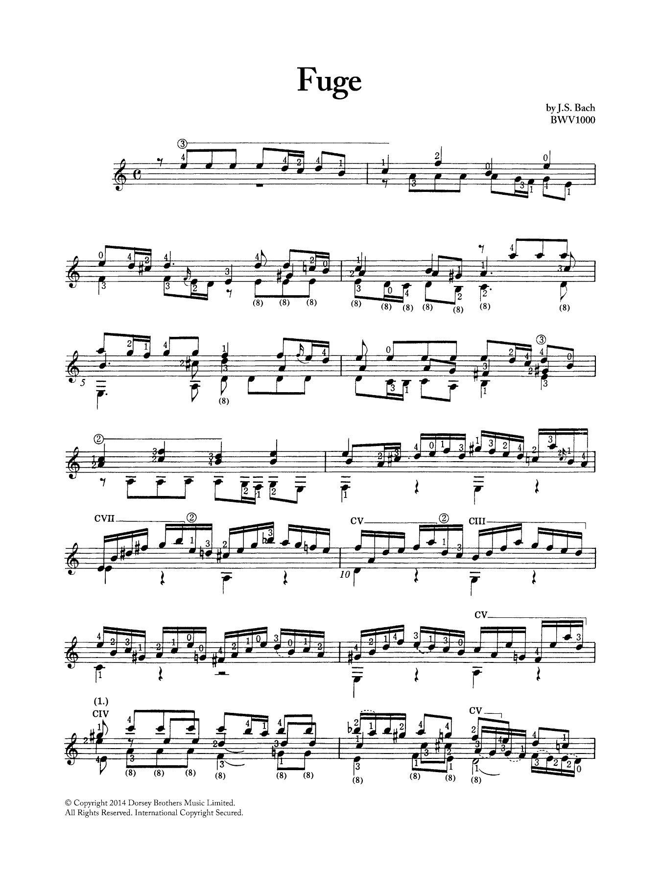 Fugue In A Minor BWV 1000 Fugue In A Minor BWV 1000