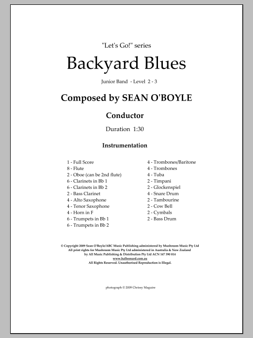Backyard Blues – Score Backyard Blues – Score