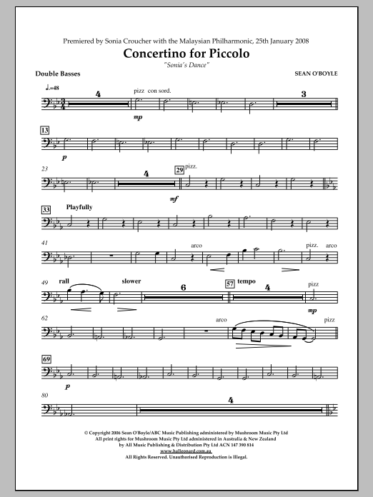 Sonia’s Dance Concertino for Piccolo – Double Bass Sonia’s Dance Concertino for Piccolo – Double Bass
