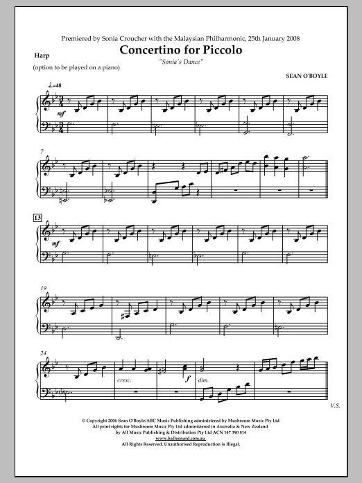 Sonia’s Dance Concertino for Piccolo – Harp Sonia’s Dance Concertino for Piccolo – Harp