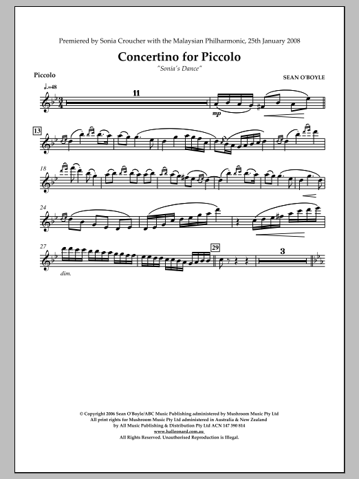 Sonia’s Dance Concertino for Piccolo – Piccolo Sonia’s Dance Concertino for Piccolo – Piccolo