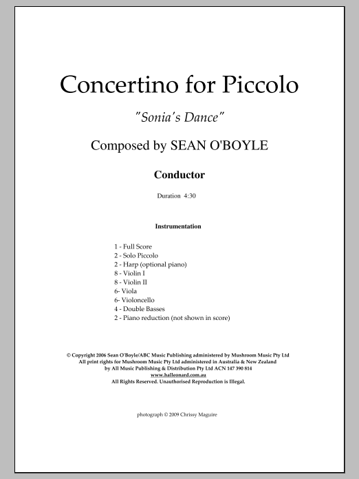 Sonia’s Dance Concertino for Piccolo – Score Sonia’s Dance Concertino for Piccolo – Score