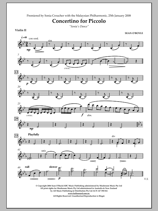 Sonia’s Dance Concertino for Piccolo – Violin II Sonia’s Dance Concertino for Piccolo – Violin II