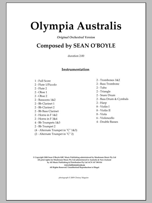 Olympia Australis (Orchestra) – Score Olympia Australis (Orchestra) – Score