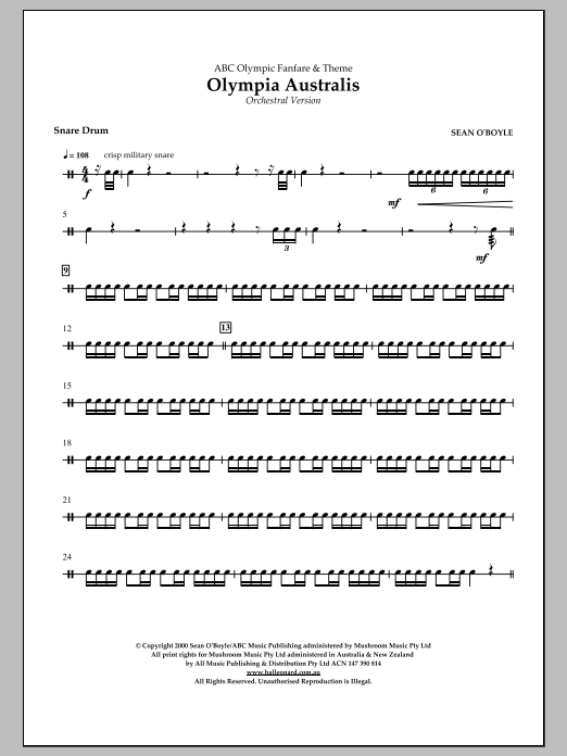 Olympia Australis (Orchestra) – Snare Drum Olympia Australis (Orchestra) – Snare Drum