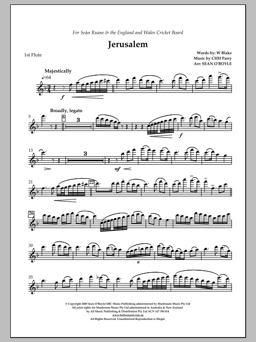 Jerusalem (in key of F) – 1st Flute Jerusalem (in key of F) – 1st Flute