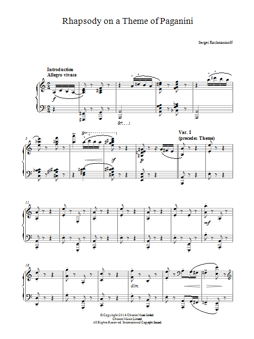 Rhapsody on a Theme of Paganini Rhapsody on a Theme of Paganini