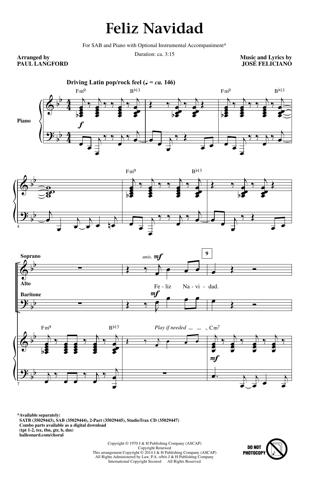 Feliz Navidad (arr. Paul Langford)