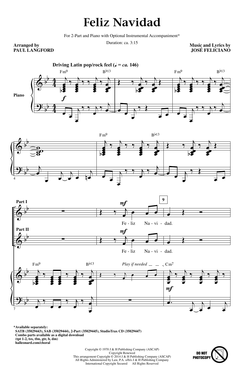 Feliz Navidad (arr. Paul Langford)