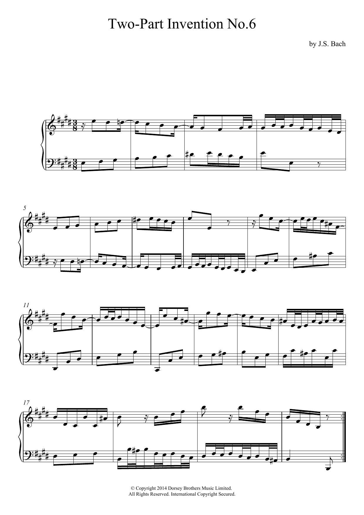 Two-Part Invention No. 6 In E Major Two-Part Invention No. 6 In E Major