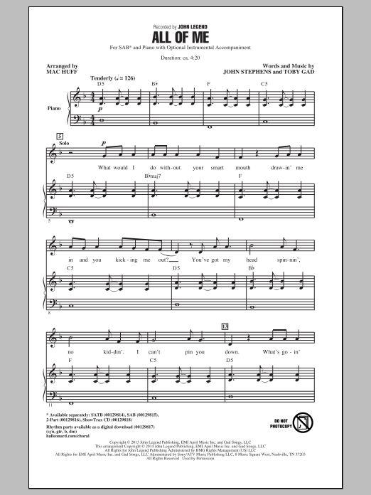 All Of Me (arr. Mac Huff)