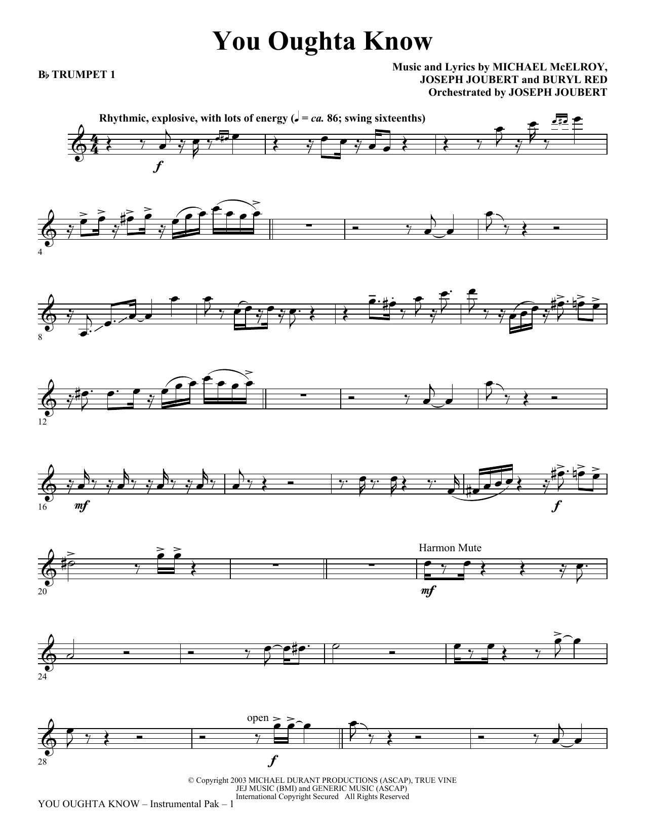 You Oughta Know – Bb Trumpet 1 You Oughta Know – Bb Trumpet 1