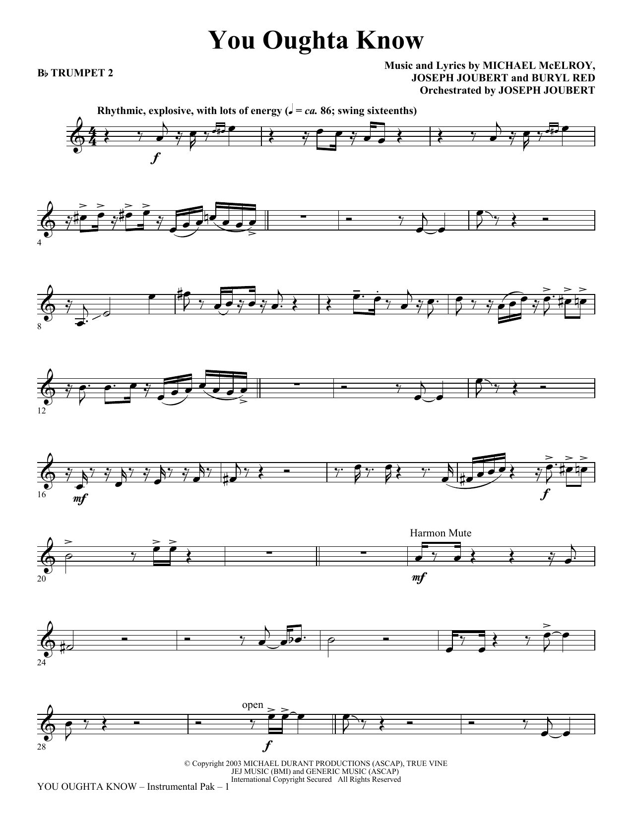 You Oughta Know – Bb Trumpet 2 You Oughta Know – Bb Trumpet 2