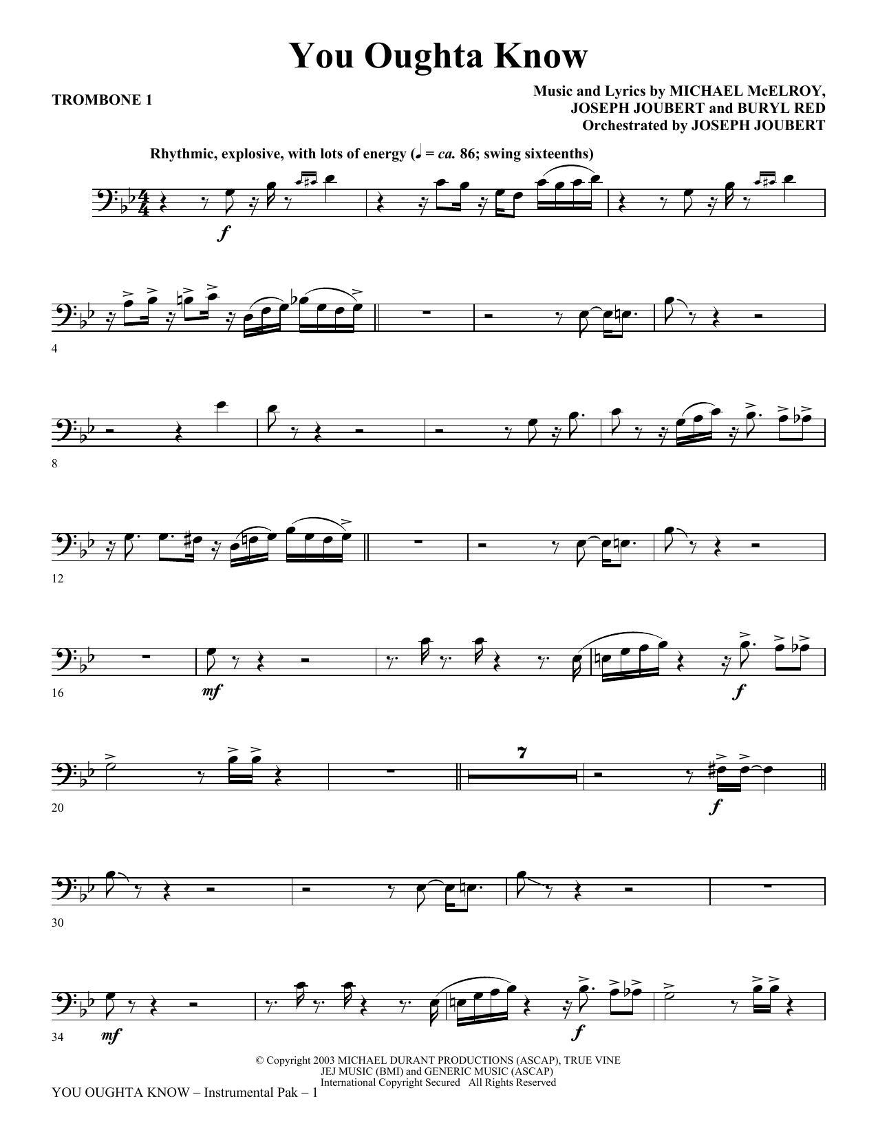You Oughta Know – Trombone 1 You Oughta Know – Trombone 1