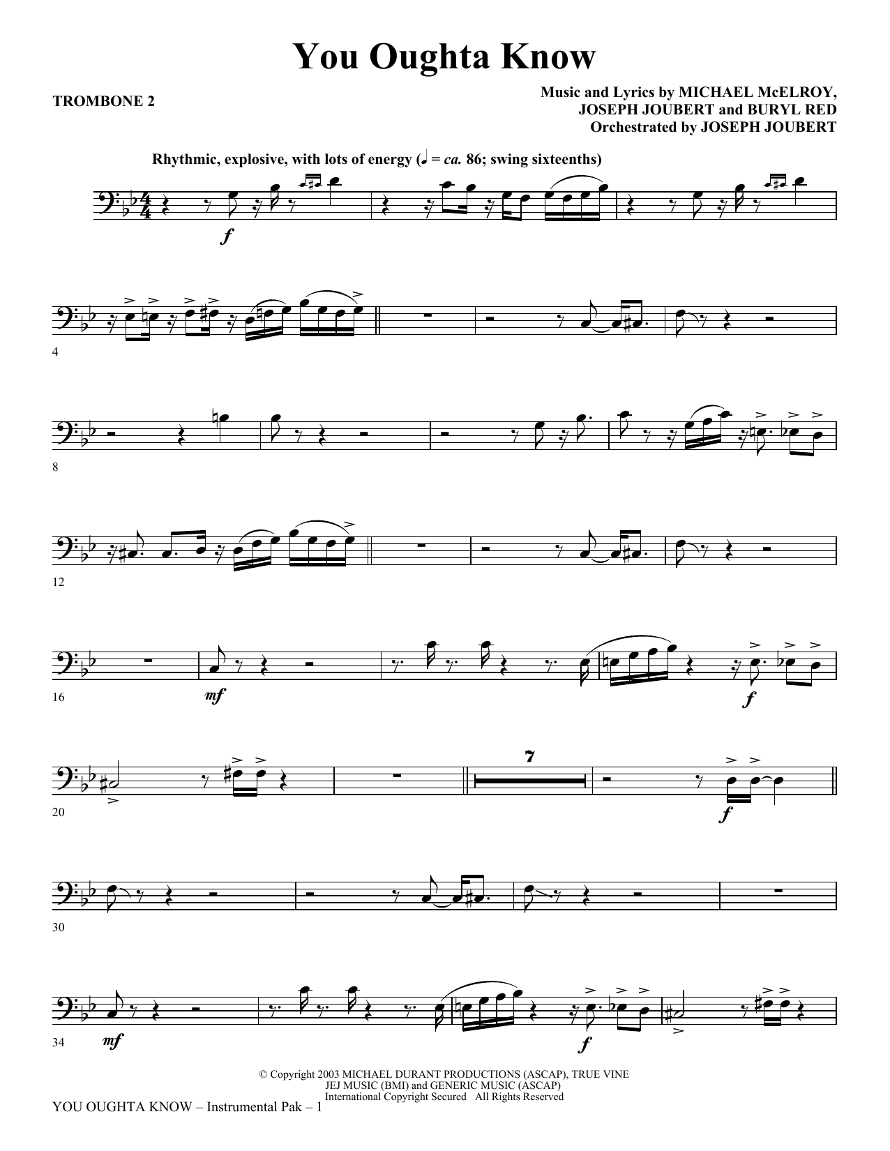 You Oughta Know – Trombone 2 You Oughta Know – Trombone 2