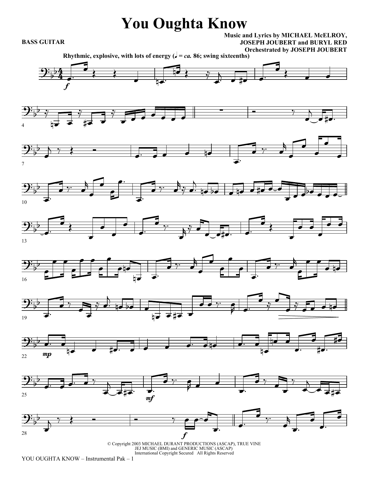 You Oughta Know – Bass Guitar You Oughta Know – Bass Guitar