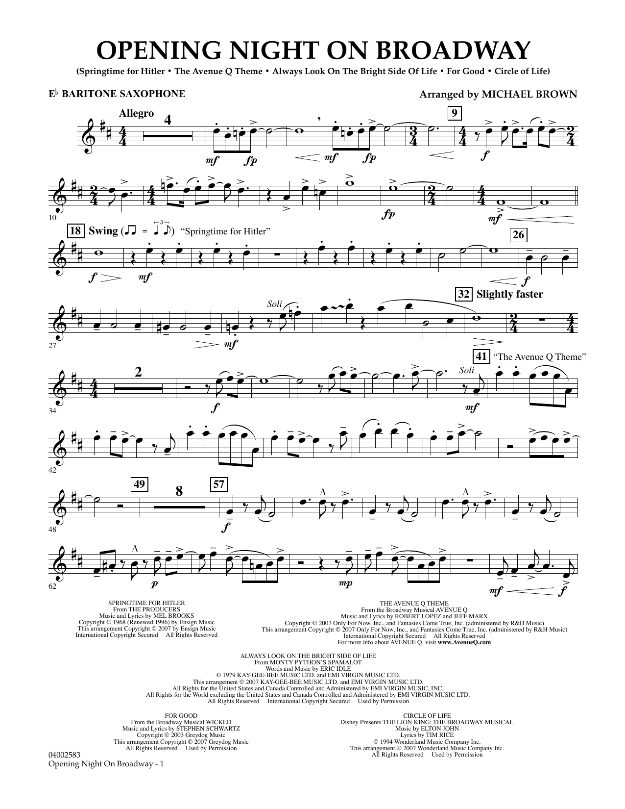 Opening Night on Broadway – Eb Baritone Saxophone Opening Night on Broadway – Eb Baritone Saxophone