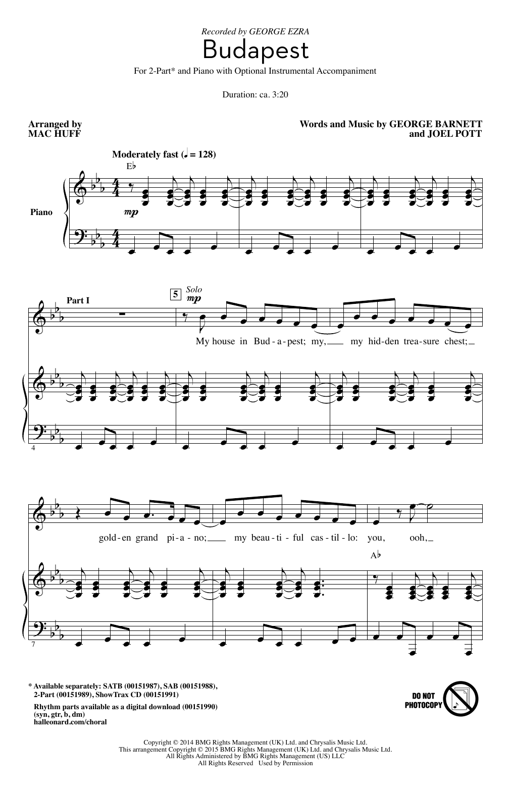 Budapest (arr. Mac Huff)