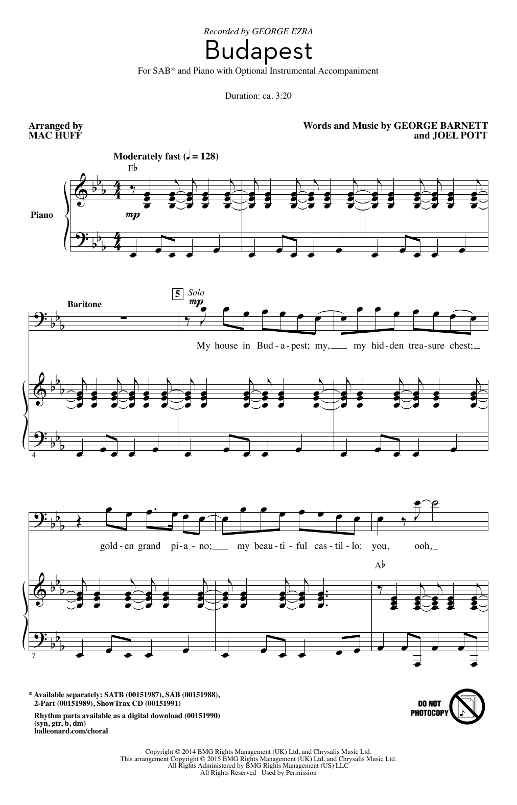 Budapest (arr. Mac Huff)