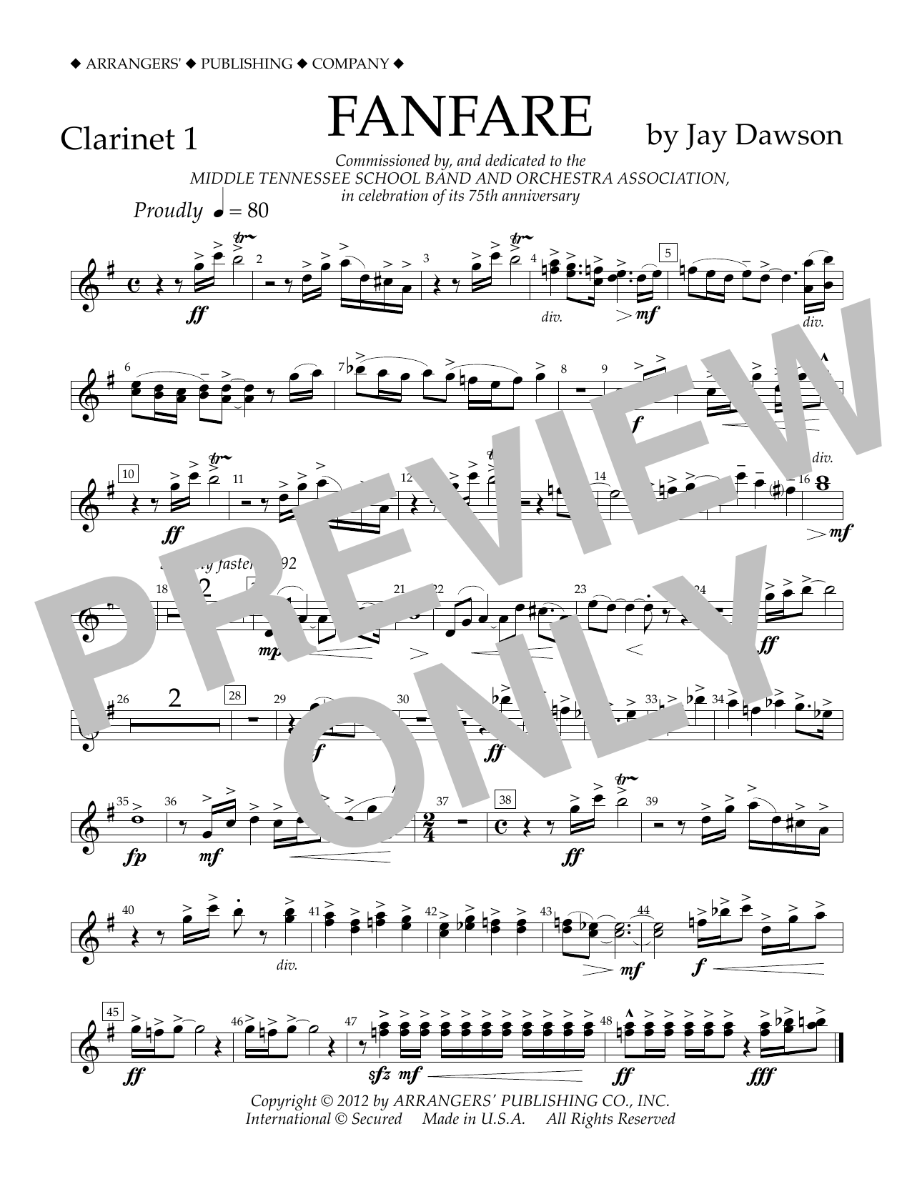 Fanfare – Clarinet 1 Fanfare – Clarinet 1