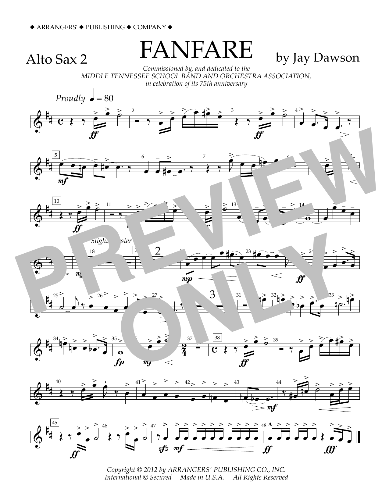 Fanfare – Alto Sax 2 Fanfare – Alto Sax 2