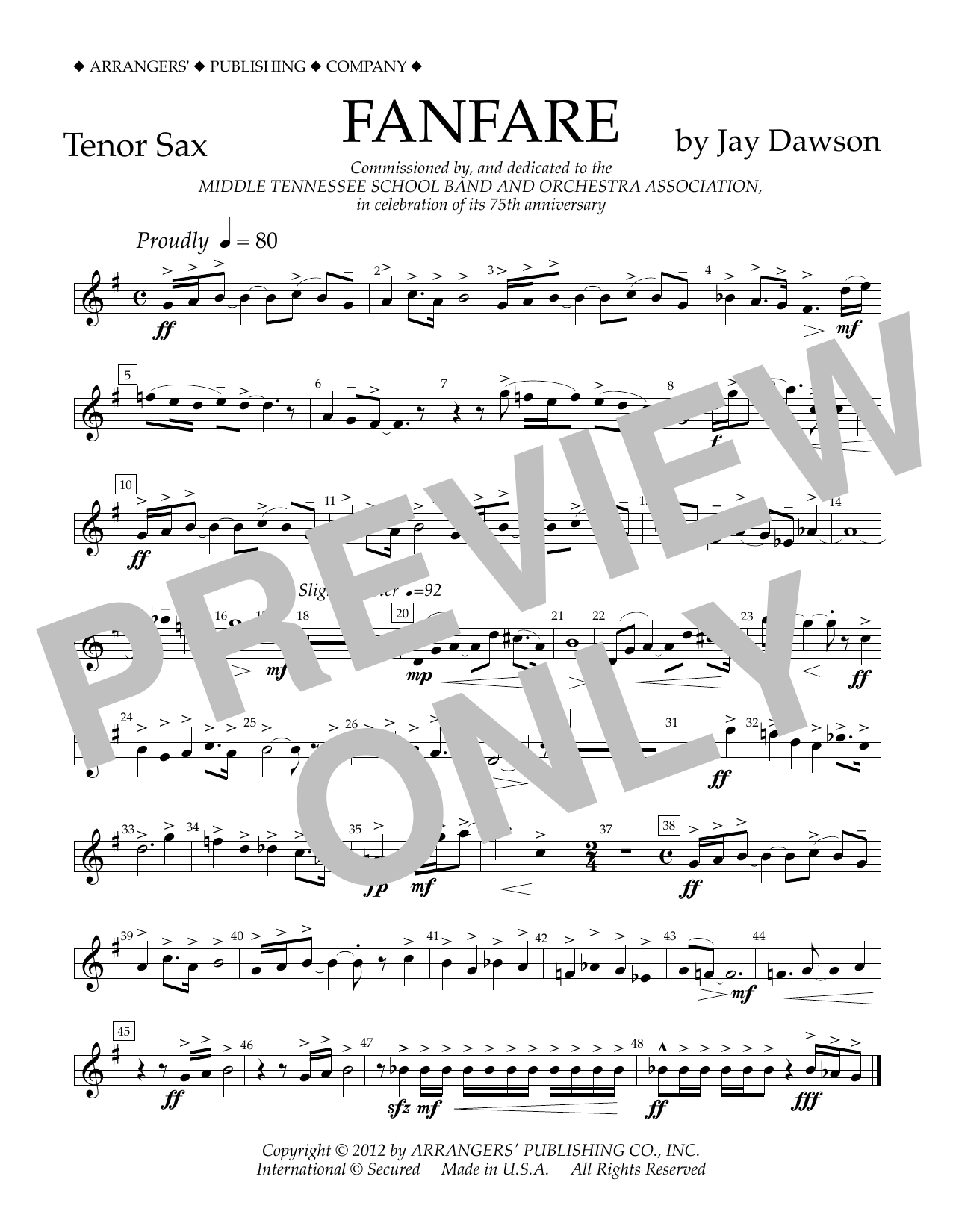 Fanfare – Tenor Sax Fanfare – Tenor Sax