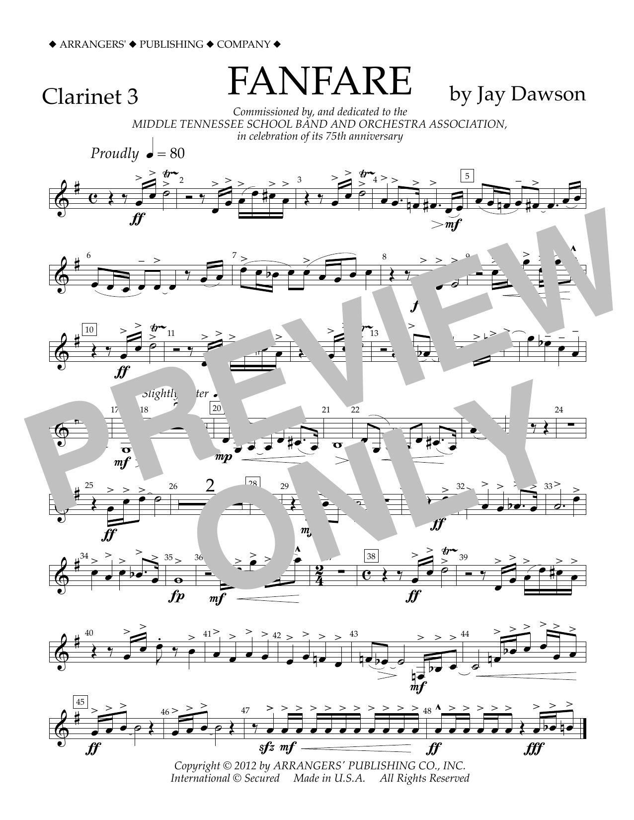 Fanfare – Clarinet 3 Fanfare – Clarinet 3