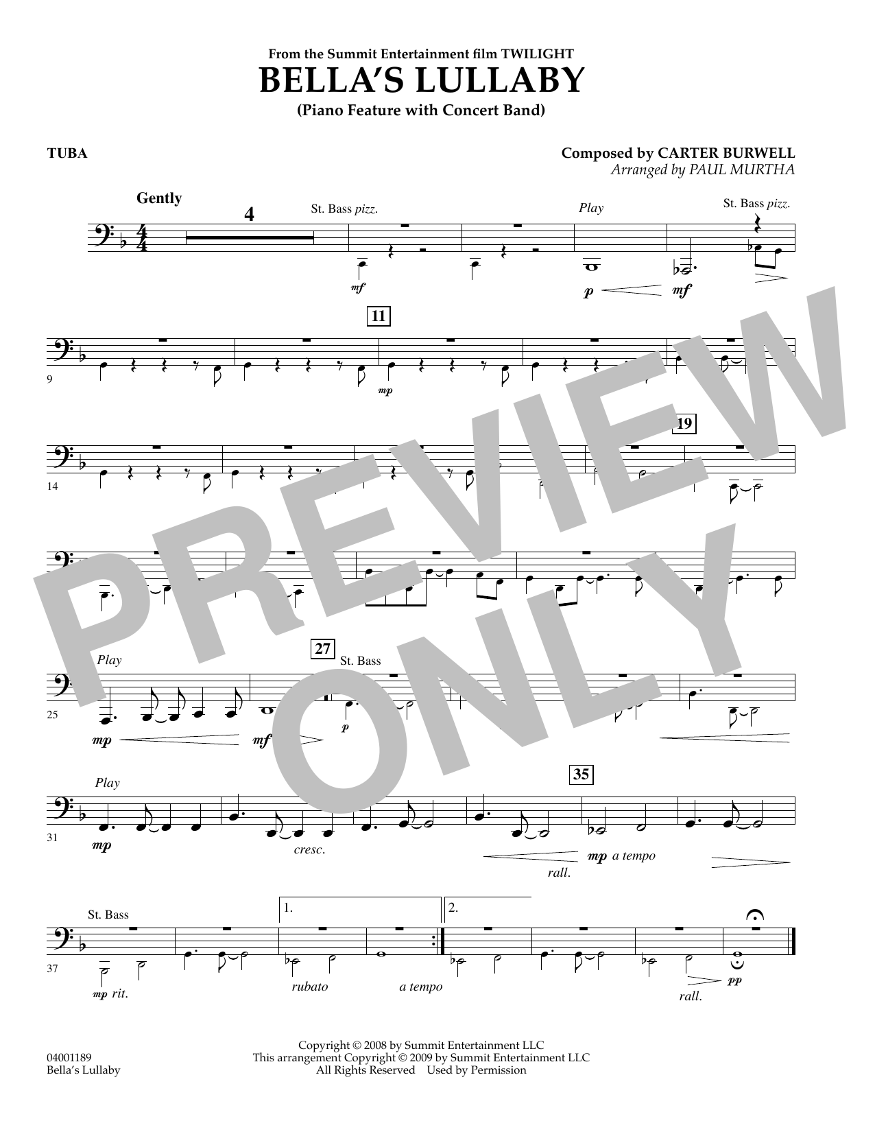 Bella’s Lullaby (from Twilight) – Tuba Bella’s Lullaby (from Twilight) – Tuba