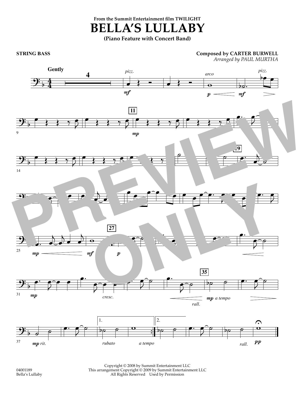 Bella’s Lullaby (from Twilight) – String Bass Bella’s Lullaby (from Twilight) – String Bass