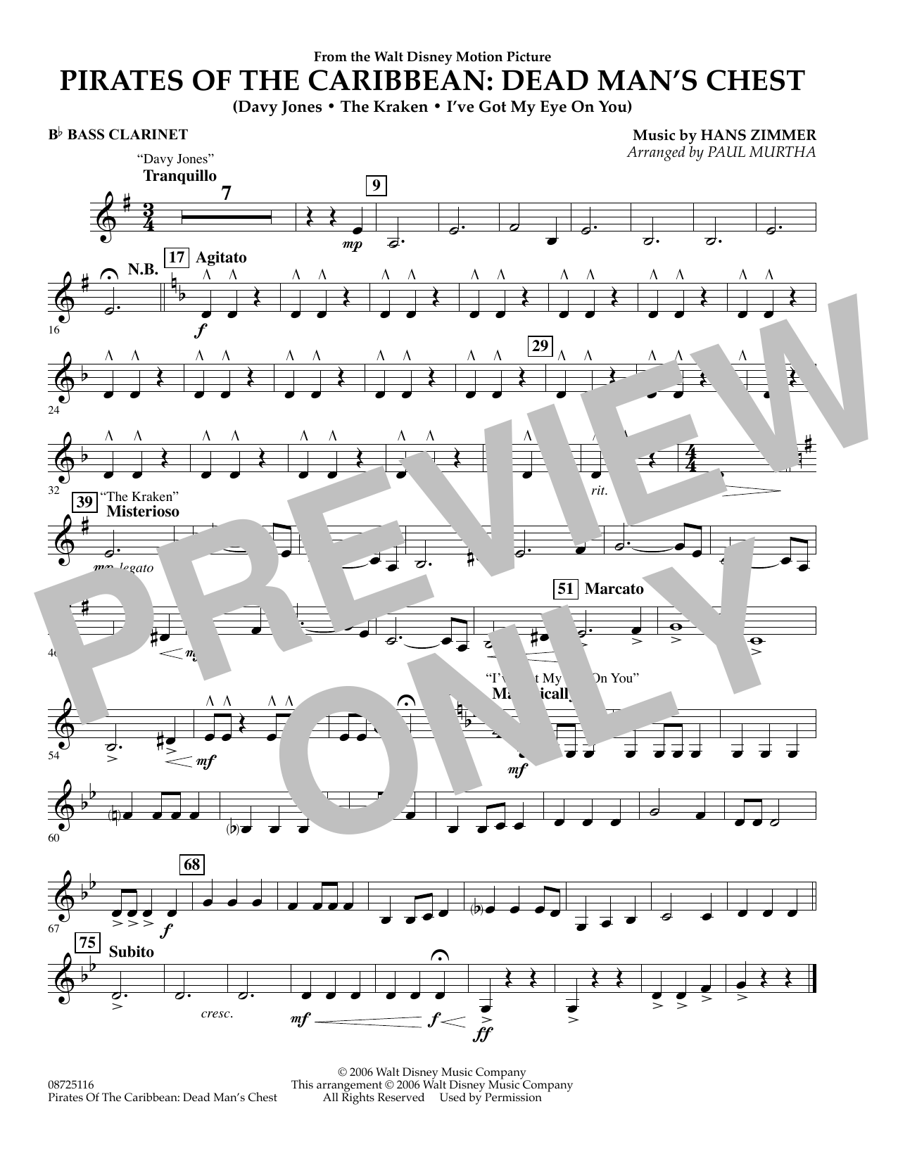 Pirates of the Caribbean: Dead Man’s Chest – Bb Bass Clarinet Pirates of the Caribbean: Dead Man’s Chest – Bb Bass Clarinet