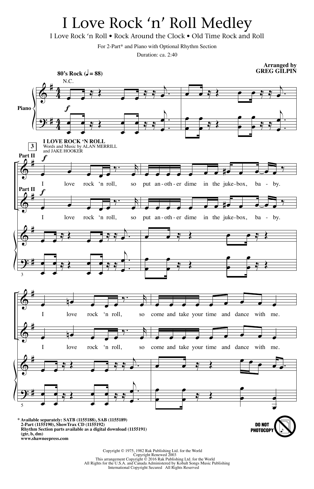 I Love Rock ‘n’ Roll Medley I Love Rock ‘n’ Roll Medley