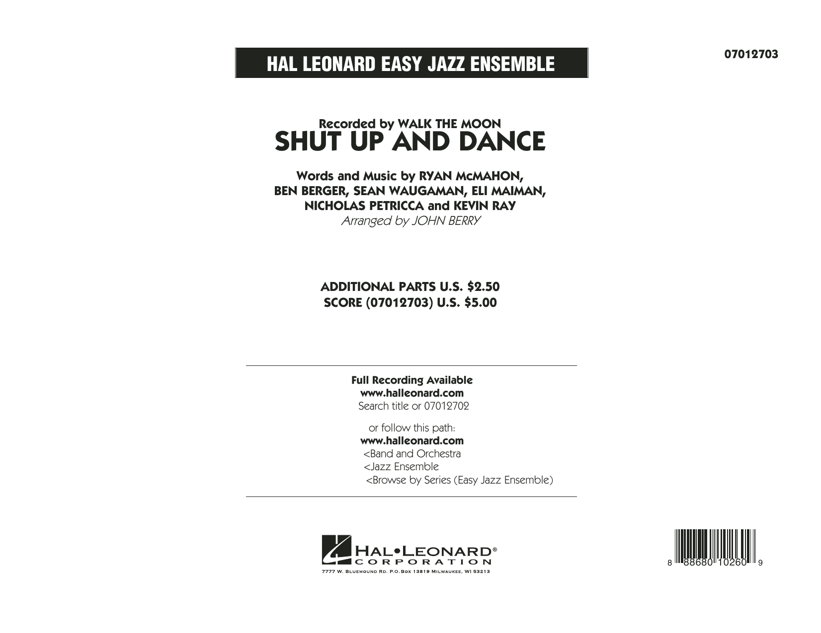 Shut Up and Dance – Conductor Score (Full Score) Shut Up and Dance – Conductor Score (Full Score)