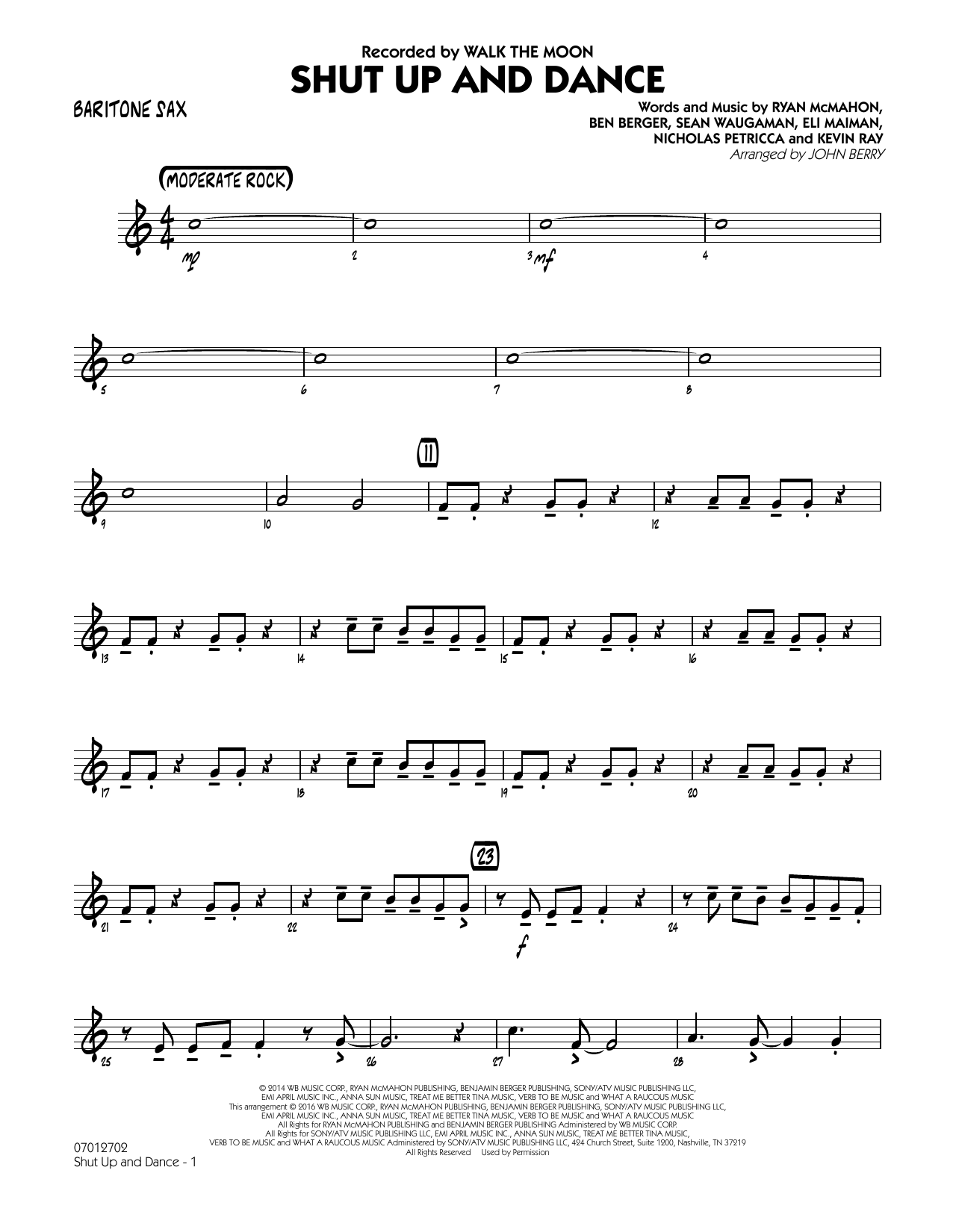 Shut Up and Dance – Baritone Sax Shut Up and Dance – Baritone Sax