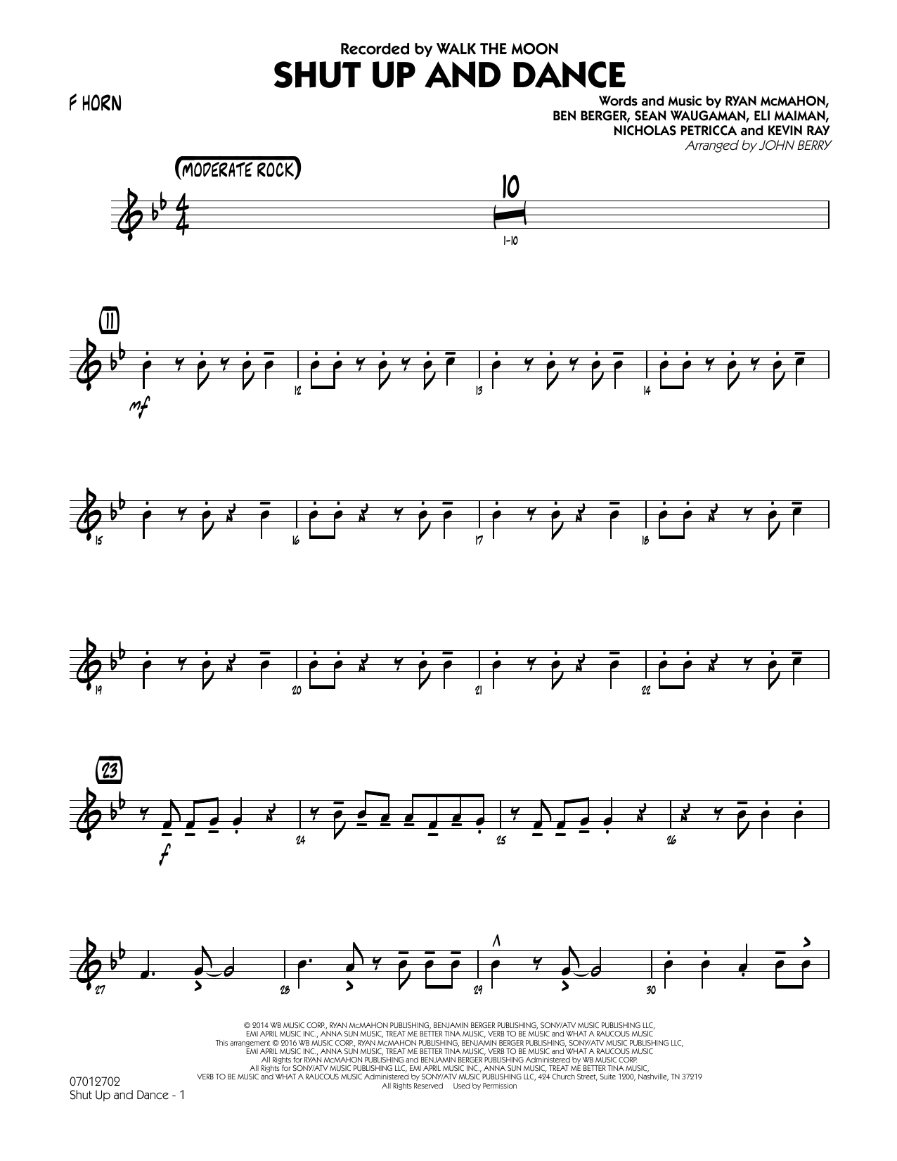 Shut Up and Dance – F Horn Shut Up and Dance – F Horn