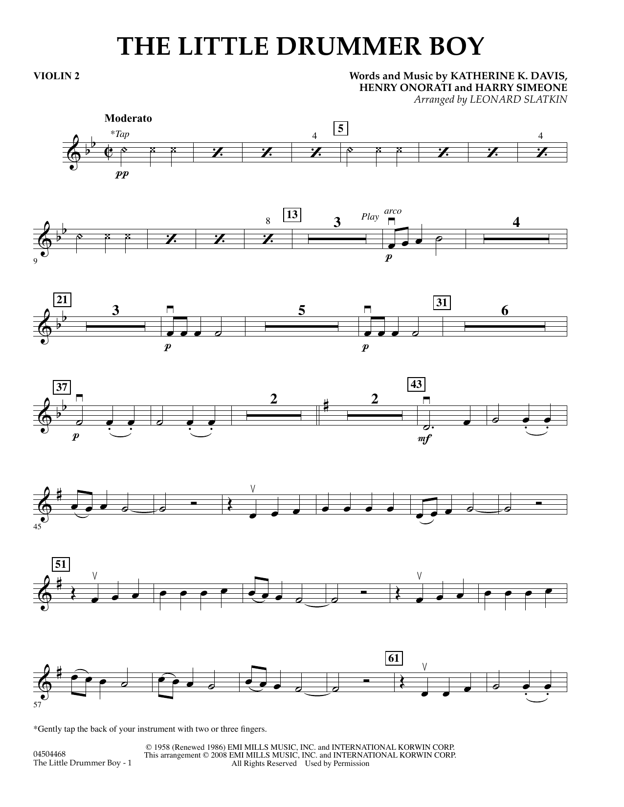 The Little Drummer Boy – Violin 2 The Little Drummer Boy – Violin 2