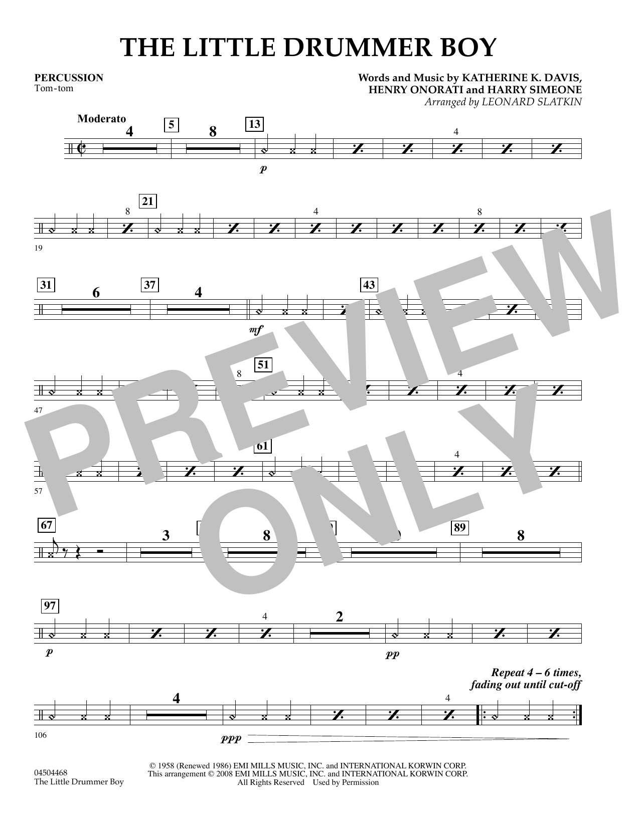The Little Drummer Boy – Percussion The Little Drummer Boy – Percussion