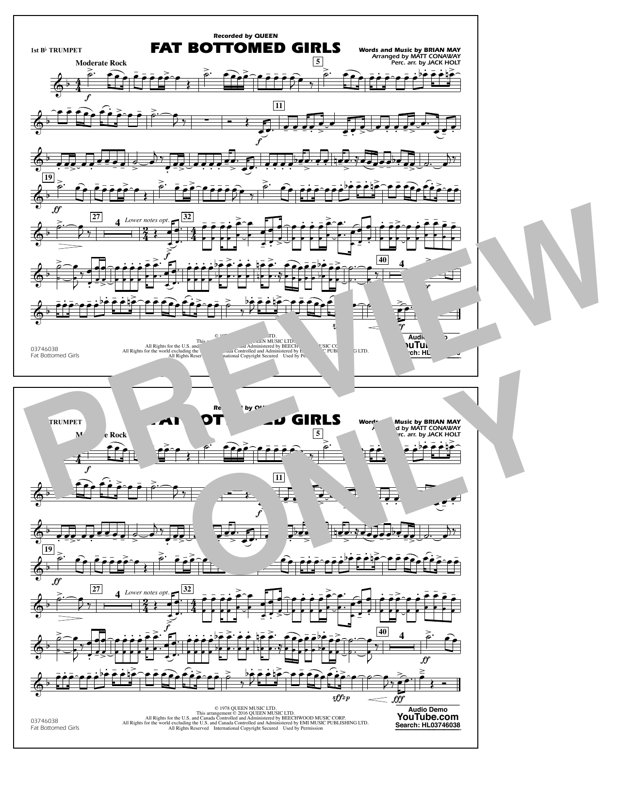 Fat Bottomed Girls – 1st Bb Trumpet Fat Bottomed Girls – 1st Bb Trumpet